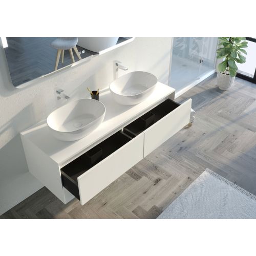 Meuble double vasque de salle de bain SANZA 1400 Blanc