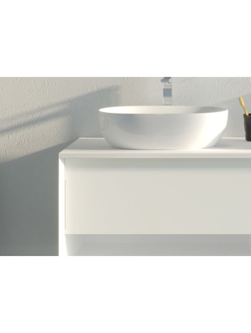 Angle Biseau Meuble de salle de bain SANZA 1400 Blanc