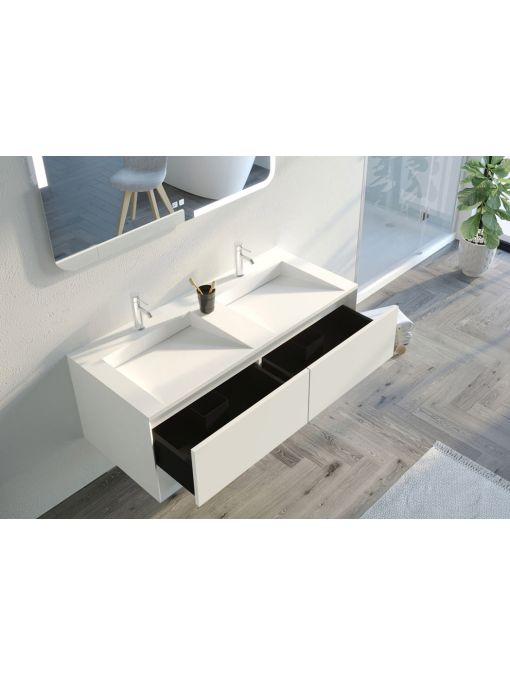 Détails rangements Meuble de salle de bain Portofino 1200 Blanc