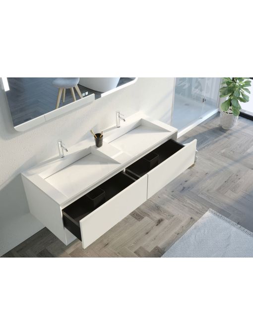 Détails rangements Meuble de salle de bain Portofino 1400 Blanc