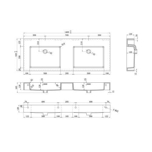 Meuble design de salle de bain ROMANZA_1400 Blanc