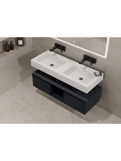 Meuble double vasque de salle de bain ROMANZA_1200 Noir