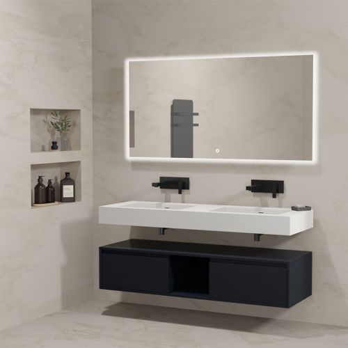 Meuble de salle de bain design ROMANZA_1400 Noir