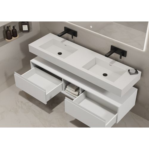 Meuble Design de salle de bain ROMANZA_1600 Blanc