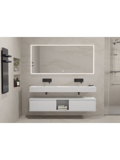 Meuble large pour salle de bain spacieuse ROMANZA_1600 Blanc