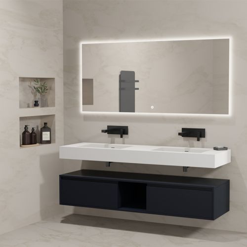 Meuble de salle de bain Design ROMANZA_1600 Noir