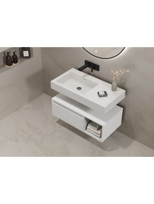 Meuble simple vasque ROMANZA_900 Blanc