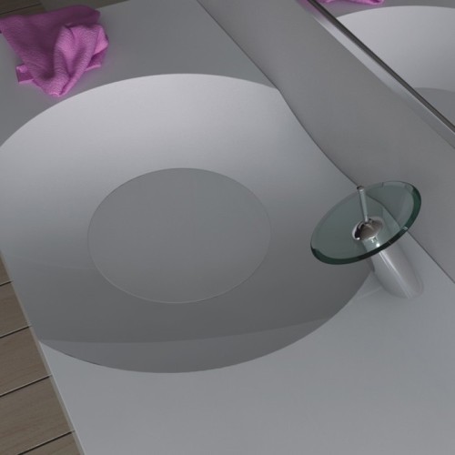 Plan vasque design en polystone blanc mat SDPW13-D