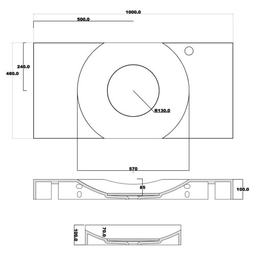 Plan vasque design en polystone blanc mat SDPW13-D