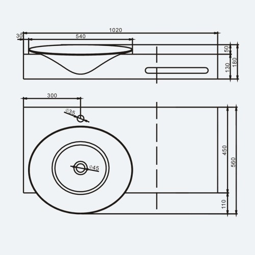 Plan vasque suspendu SDWD3889-1 avec porte-serviette intégré