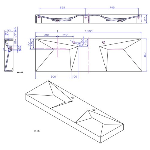 Plan vasque double design SDWD38429