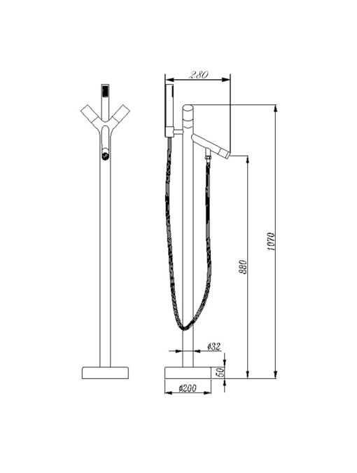 Plan robinet sur pied E104