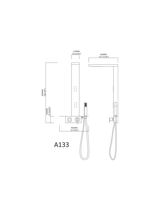 Plan de la colonne d'hydromassage A133